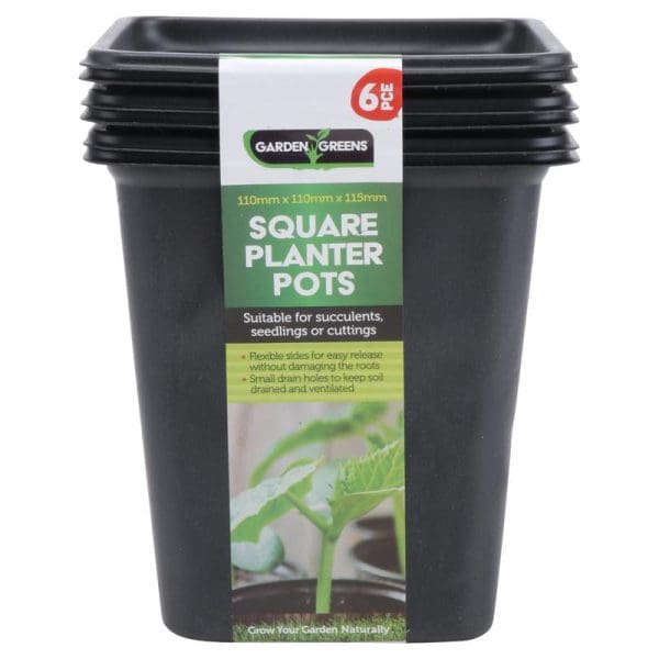 Seedling Pots Square Black 6 pack