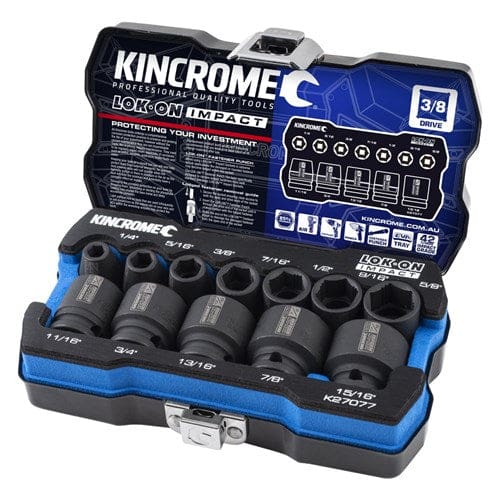 Kincrome Lok-On™ Impact Socket Set 12 Piece 3/8" Drive Imperial K27077
