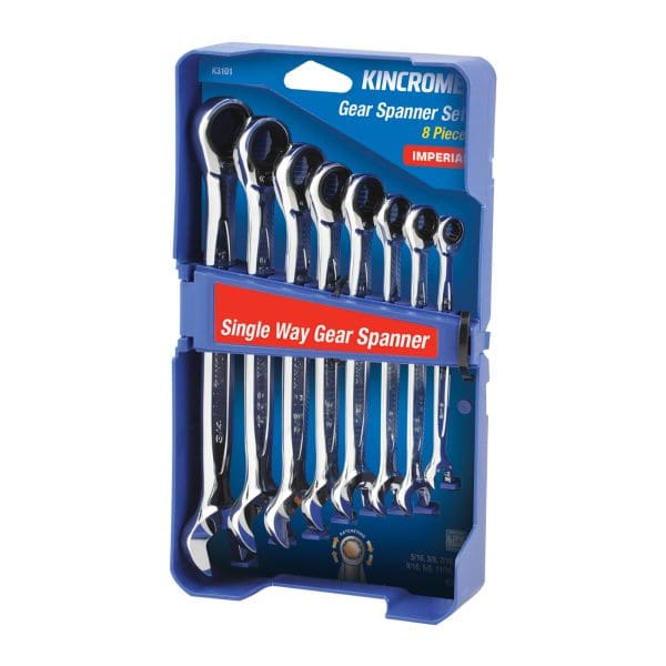 Kincrome Single Way Gear Spanner Set 8 Piece - Imperial