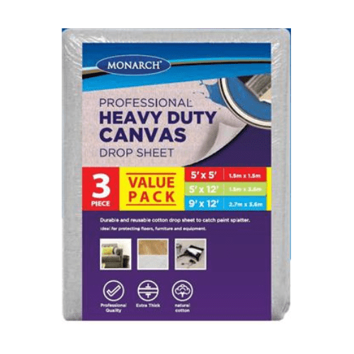Monarch Heavy Duty Canvas Drop Sheets - 3 Pack