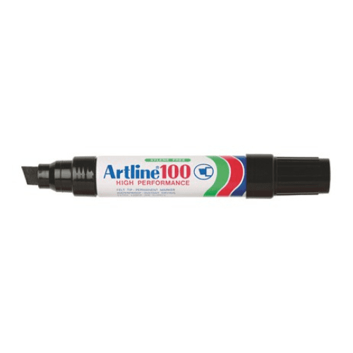 Artline 100 Permanent Marker 12mm Chisel Nib Black
