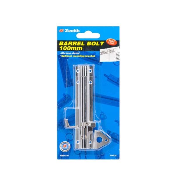 Zenith Barrel Bolt Chrome Plated 100mm 1 Pack