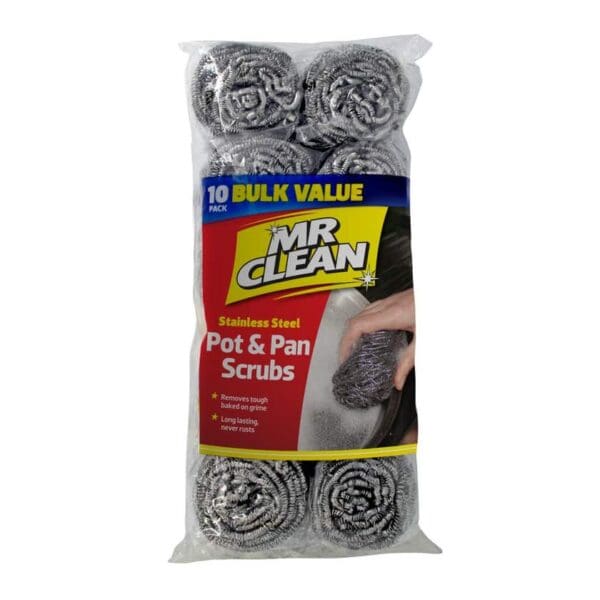 Mr Clean Stainless Steel Pot/Pan Scrub Scourer - 10 Pack