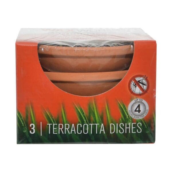 Waxworks Terracotta Citronella Candle Dish 120mm - 3 Pack