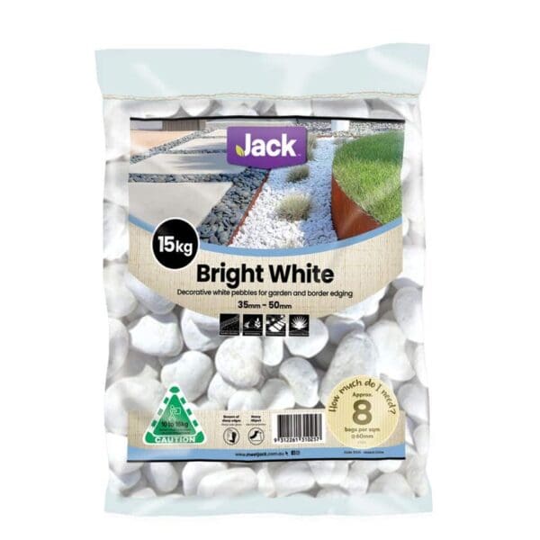 Jack Landscaping Pebbles Bright White 35-50mm 15kg