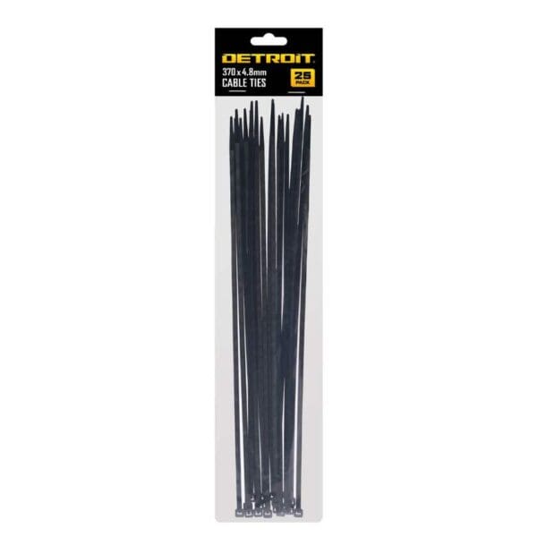 Detroit Cable Tie Standard 370mm x 4.8mm Black Pack 25