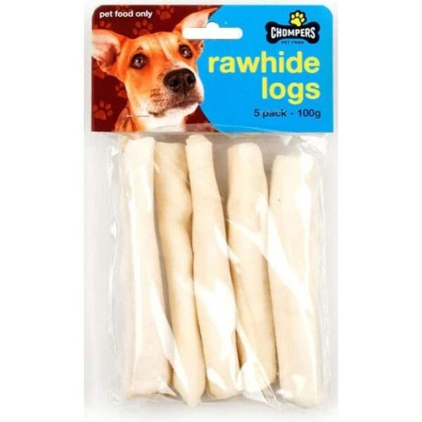 Dog Treat Beef Rawhide Logs 13.5cm Pk5 100g