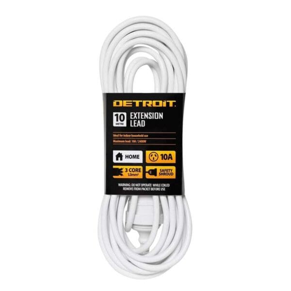 Detriot Extension Lead Domestic 10A 10M White