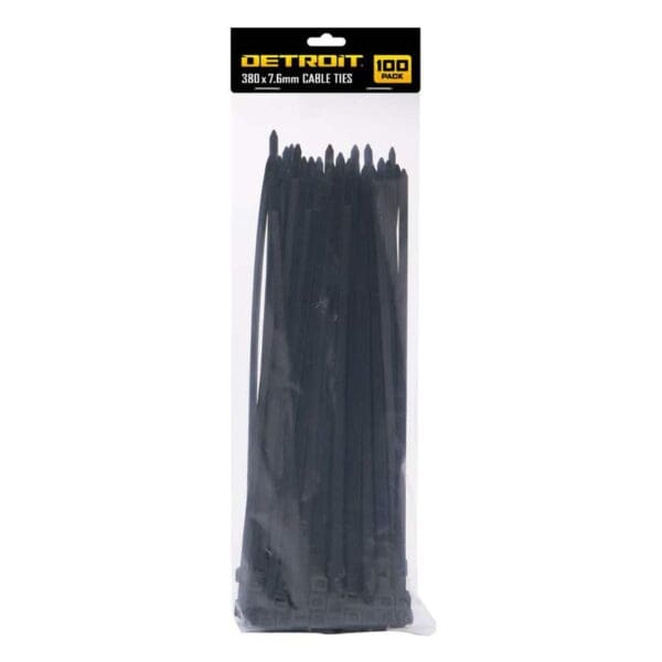 Detroit Cable Tie Standard 380mm x 7.6mm Black Pk100