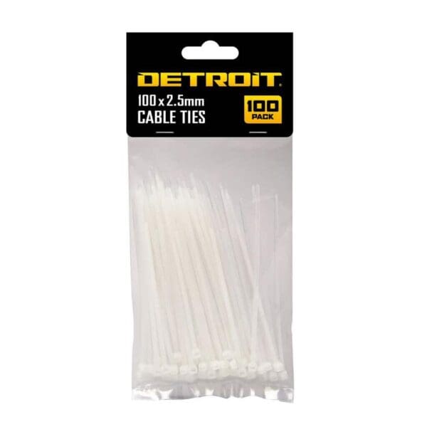 Detroit Standard Cable Tie Natural 100 x 2.5mm - 100 Pack