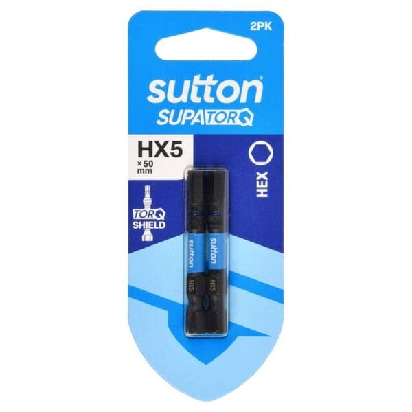 Sutton Tools Bit Screwdriver Hex 5x50mm 2 pk