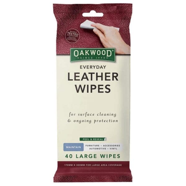 Oakwood Leather Wipes 170 x 300mm - 40 Pack