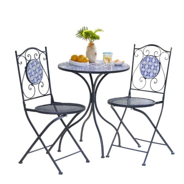 Lisbon Mosaic 2 Seater Cafe Setting with Mesh Seat