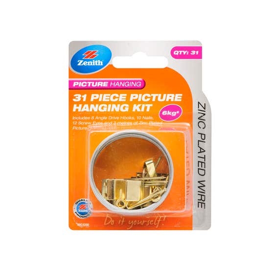 Zenith Picture Hanging Kit Zinc Plated Wire 6kg - 31 Piece