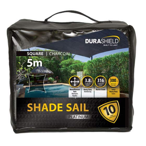 Durashield Shadesail Platinum Charcoal Square 5m