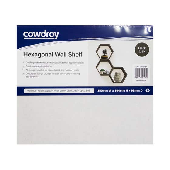 Cowdroy Hexagonal Wall Shelf 350 x 304 x 98mm Dark Oak